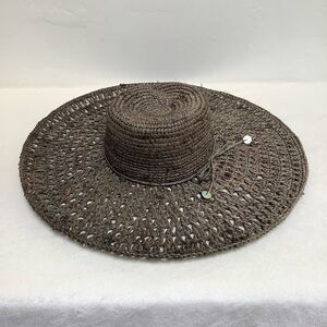 BADGLEY MISCHKA STRAW FLOPPY HAT BROWN